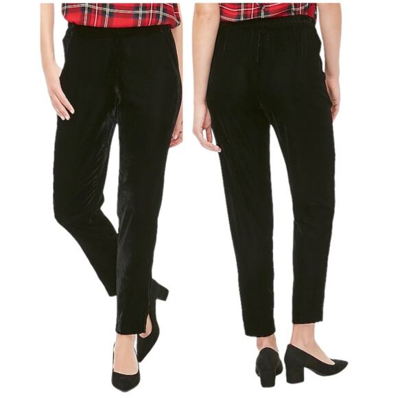 J. Crew Jamie Drapey Velvet Pants Size 6 Black Straight Tapered Versatile Staple - Picture 1 of 14